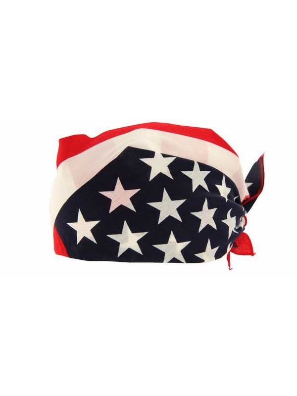 American Flag Bandana 21" USA Flag Headband open view. If you need any assistance with this item or the purchase of this item please call us at five six one seven four eight eight eight zero one Monday through Saturday 10:00a.m EST to 8:00 p.m EST