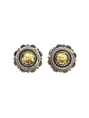 Bar V Ranch 311-215 Silver Flower With CZ Center's Earrings  front view. If you need any assistance with this item or the purchase of this item please call us at five six one seven four eight eight eight zero one Monday through Saturday 10:00a.m EST to 8:00 p.m EST