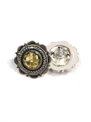 Bar V Ranch 311-215 Silver Flower With CZ Center's Earrings  front and back view. If you need any assistance with this item or the purchase of this item please call us at five six one seven four eight eight eight zero one Monday through Saturday 10:00a.m EST to 8:00 p.m EST