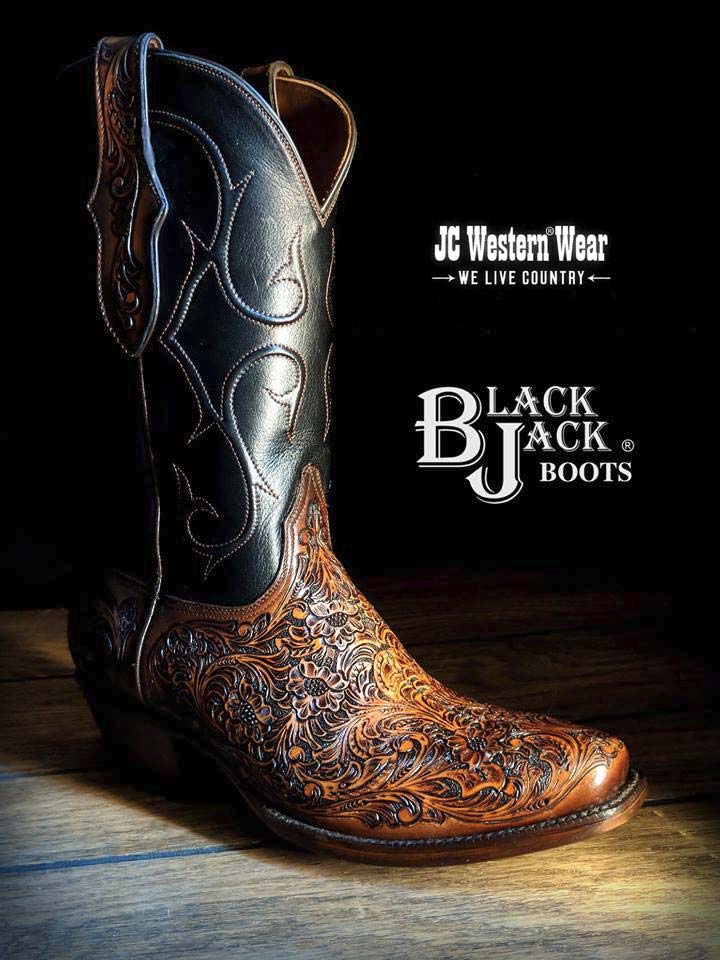 Black Jack MUHT-304 Mens California Hand Tooled Western Boots Mahogany side / front view. If you need any assistance with this item or the purchase of this item please call us at five six one seven four eight eight eight zero one Monday through Saturday 10:00a.m EST to 8:00 p.m EST