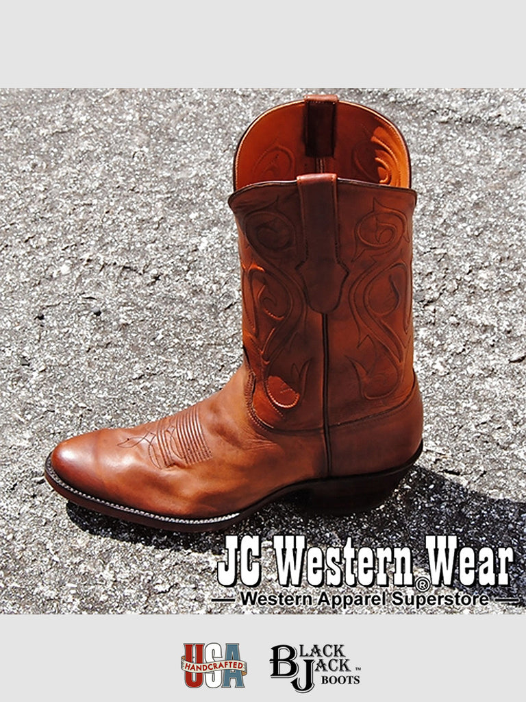 Black Jack BP405-64 Mens Ranch Hand Western Boots Burnished Peanut front and side view of pair. If you need any assistance with this item or the purchase of this item please call us at five six one seven four eight eight eight zero one Monday through Saturday 10:00a.m EST to 8:00 p.m EST