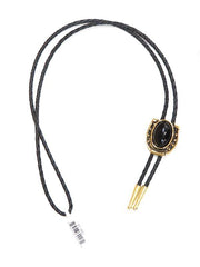 Western Express BT-1602 BT-1603 Horseshoe Bolo Tie With Onyx Stone Antique Gold Antique Gold front view
