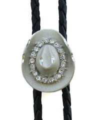 Western Express BT-5948-S Bolo Tie Hat With Austrian Crytals Silver close up