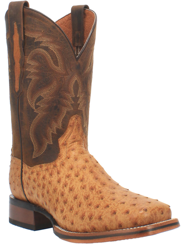 Dan Post DP4951 Mens KERSHAW Ostrich Leather Square Toe Boot Tan side / front view. If you need any assistance with this item or the purchase of this item please call us at five six one seven four eight eight eight zero one Monday through Saturday 10:00a.m EST to 8:00 p.m EST