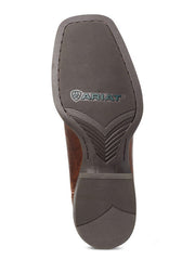 Ariat 10035928 Mens Sport Cool VentTEK Western Boot Bar Top Brown sole view. If you need any assistance with this item or the purchase of this item please call us at five six one seven four eight eight eight zero one Monday through Saturday 10:00a.m EST to 8:00 p.m EST