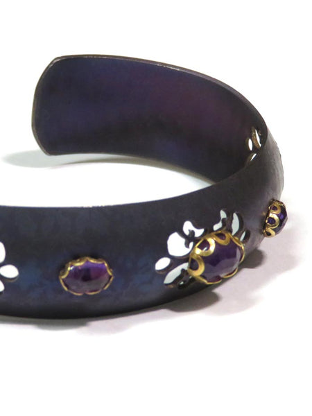 Vintage Crystal Cuff Bracelet BC3393 Purple Side View