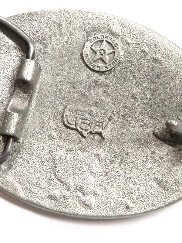 Colorado Silver Star 5154-DC Diamond Cut Wild Bill Oval Belt Buckle Pewter front view