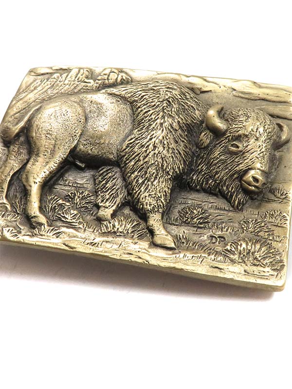 Colorado Silver Star 5715-B Sideview Of Buffalo Rectangular Belt Buckle Brass front view. If you need any assistance with this item or the purchase of this item please call us at five six one seven four eight eight eight zero one Monday through Saturday 10:00a.m EST to 8:00 p.m EST