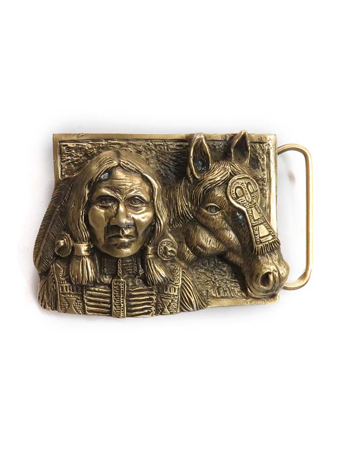 Colorado Silver Star 5722 Indian With Horse Head Belt Buckle front view