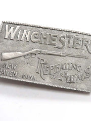 Colorado Silver Star 5853 Rectangle Winchester Pewter Cast Western Belt Buckle Silver front close up view. If you need any assistance with this item or the purchase of this item please call us at five six one seven four eight eight eight zero one Monday through Saturday 10:00a.m EST to 8:00 p.m EST
