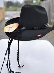 Bullhide GRANGER 0757BL Kids Premium Wool Felt Hat Black back view. If you need any assistance with this item or the purchase of this item please call us at five six one seven four eight eight eight zero one Monday through Saturday 10:00a.m EST to 8:00 p.m EST
