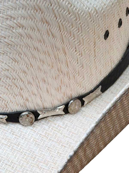 Bullhide BACKWOODS 2692 50x Straw Hat Natural hatband close up. If you need any assistance with this item or the purchase of this item please call us at five six one seven four eight eight eight zero one Monday through Saturday 10:00a.m EST to 8:00 p.m EST
