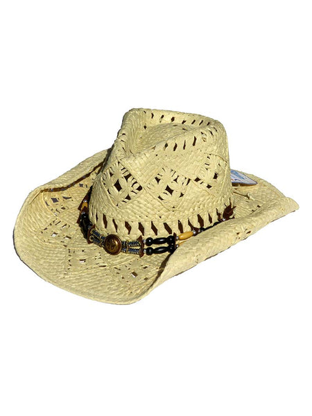 Bullhide All Summer Long 2542 Studs and Beads Cowboy Hat Natural side and front view. If you need any assistance with this item or the purchase of this item please call us at five six one seven four eight eight eight zero one Monday through Saturday 10:00a.m EST to 8:00 p.m EST