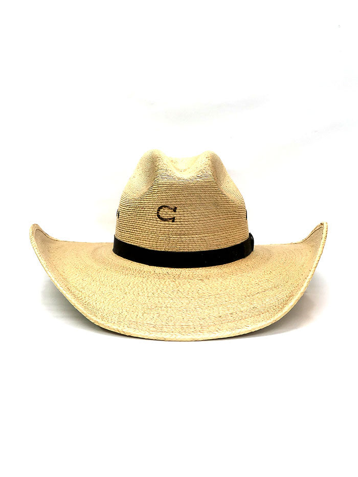 Charlie 1 Horse CSMVRK-274481 MAVERICK Palm Leaf Straw Hat Natural front and side view. If you need any assistance with this item or the purchase of this item please call us at five six one seven four eight eight eight zero one Monday through Saturday 10:00a.m EST to 8:00 p.m EST