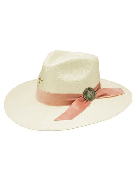 Charlie 1 Horse CSONPT-343481 Womens Only Prettier 10X Straw Hat Natural front and side view. If you need any assistance with this item or the purchase of this item please call us at five six one seven four eight eight eight zero one Monday through Saturday 10:00a.m EST to 8:00 p.m EST