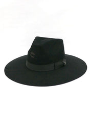 Charlie 1 Horse CWHIWA-403607 Highway Felt Hat Black front and side view. If you need any assistance with this item or the purchase of this item please call us at five six one seven four eight eight eight zero one Monday through Saturday 10:00a.m EST to 8:00 p.m EST