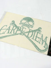 Carpe Diem Pirate Skull Bumper Decal Sticker 10x7 Green