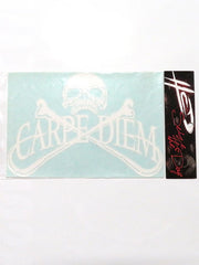 Carpe Diem Pirate Skull Bumper Decal Sticker 10x7 White