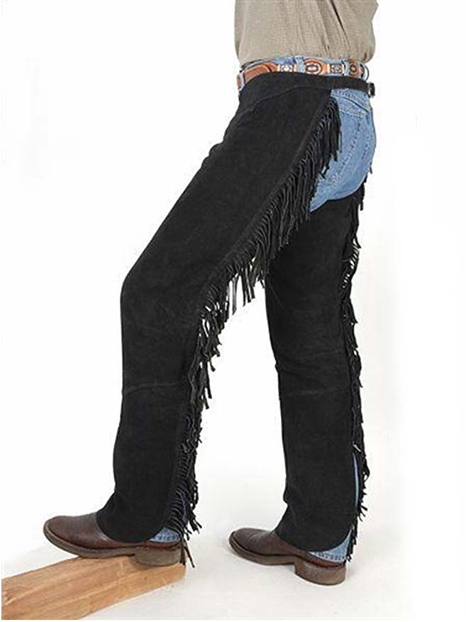 Tough 1 63-88-BK Suede Leather Western Fringe Shotgun Chaps Black – J.C ...