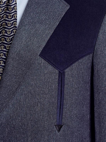 Circle S CC2976  Mens Sport Coat Western Boise Arrow Jacket Navy close up. If you need any assistance with this item or the purchase of this item please call us at five six one seven four eight eight eight zero one Monday through Saturday 10:00a.m EST to 8:00 p.m EST