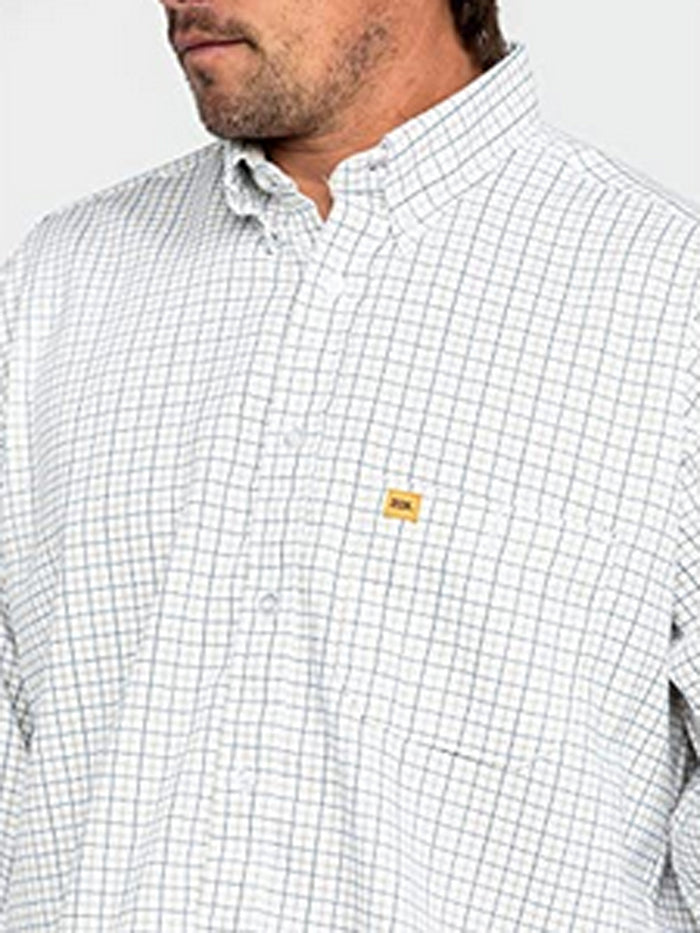 Wrangler FR163BT Mens 20X FR Check Plaid LS Work Shirt White front view. If you need any assistance with this item or the purchase of this item please call us at five six one seven four eight eight eight zero one Monday through Saturday 10:00a.m EST to 8:00 p.m EST 