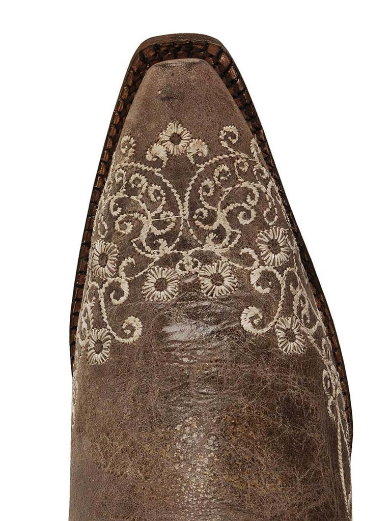 Corral A1094 Womens Crater Bone Embroidery Snip Toe Boots Brown front side view. If you need any assistance with this item or the purchase of this item please call us at five six one seven four eight eight eight zero one Monday through Saturday 10:00a.m EST to 8:00 p.m EST