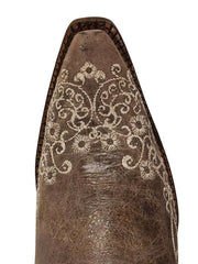 Corral A1094 Womens Crater Bone Embroidery Snip Toe Boots Brown view from above toe. If you need any assistance with this item or the purchase of this item please call us at five six one seven four eight eight eight zero one Monday through Saturday 10:00a.m EST to 8:00 p.m EST