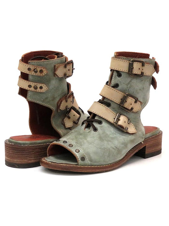 Corral F1189 Womens Western Moss Lace and Straps Sandal Distressed Green