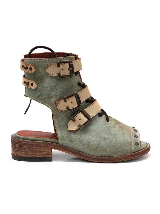 Corral F1189 Womens Western Moss Lace and Straps Sandal Distressed Green side view. If you need any assistance with this item or the purchase of this item please call us at five six one seven four eight eight eight zero one Monday through Saturday 10:00a.m EST to 8:00 p.m EST
