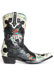 Double D Ranch DDL060-2 Womens Bronco Whipstitch 10" Western Boots Black side view. If you need any assistance with this item or the purchase of this item please call us at five six one seven four eight eight eight zero one Monday through Saturday 10:00a.m EST to 8:00 p.m EST