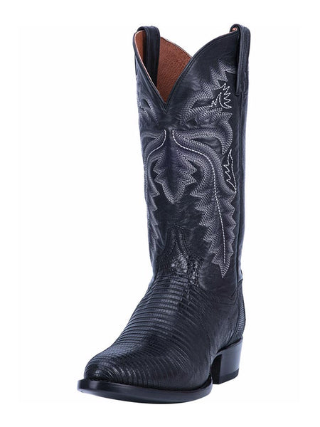 Dan Post DP3050R Mens Winston Lizard R-Toe Western Boots Black front and side view. If you need any assistance with this item or the purchase of this item please call us at five six one seven four eight eight eight zero one Monday through Saturday 10:00a.m EST to 8:00 p.m EST