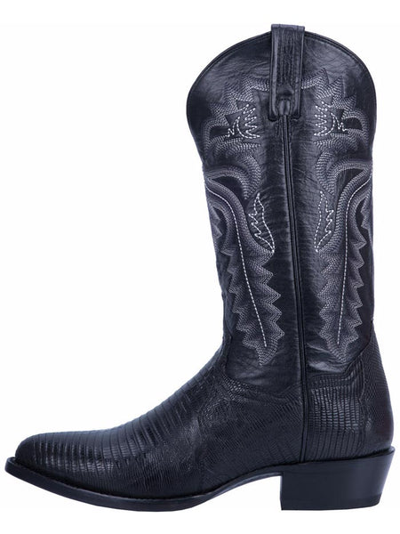 Dan Post DP3050R Mens Winston Lizard R-Toe Western Boots Black side view. If you need any assistance with this item or the purchase of this item please call us at five six one seven four eight eight eight zero one Monday through Saturday 10:00a.m EST to 8:00 p.m EST