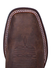 Dan Post DP4562 Mens Abram Square Toe Western Boots Tan toe view from above. If you need any assistance with this item or the purchase of this item please call us at five six one seven four eight eight eight zero one Monday through Saturday 10:00a.m EST to 8:00 p.m EST