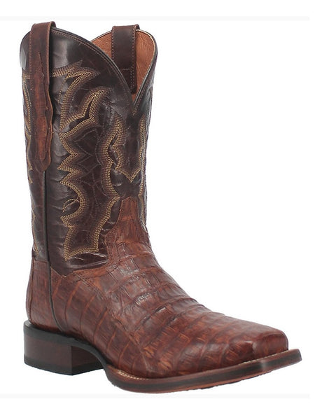 Dan Post DP4879 Mens Kingsly Caiman Square Toe Boot Brass Side and front view. If you need any assistance with this item or the purchase of this item please call us at five six one seven four eight eight eight zero one Monday through Saturday 10:00a.m EST to 8:00 p.m EST