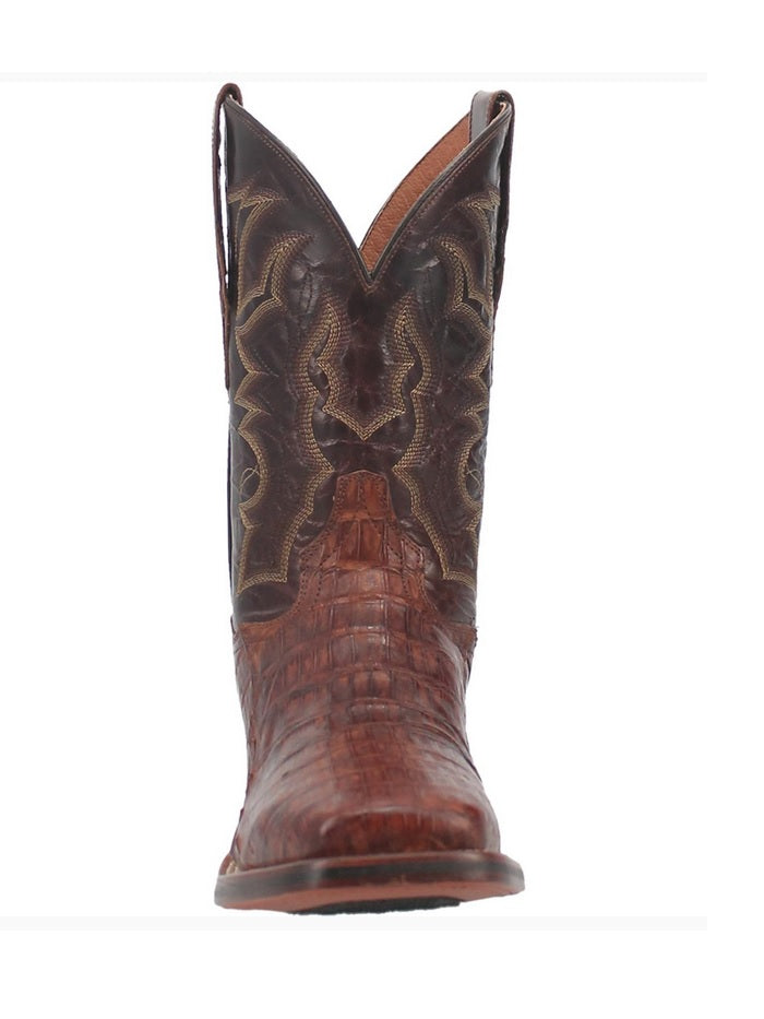 Dan Post DP4879 Mens Kingsly Caiman Square Toe Boot Brass Side and front view. If you need any assistance with this item or the purchase of this item please call us at five six one seven four eight eight eight zero one Monday through Saturday 10:00a.m EST to 8:00 p.m EST
