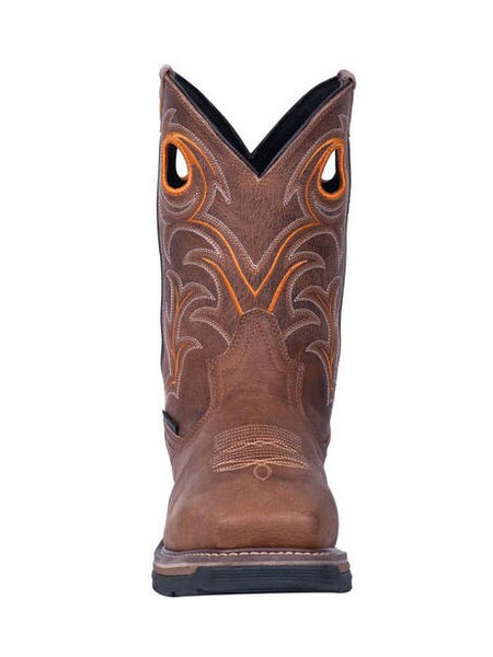 Dan Post DP56414 Mens Storms Eye Waterproof Square Toe Boot Brown front view. If you need any assistance with this item or the purchase of this item please call us at five six one seven four eight eight eight zero one Monday through Saturday 10:00a.m EST to 8:00 p.m EST