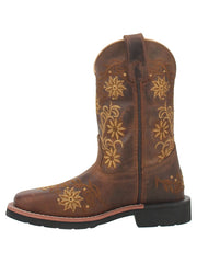 Dan Post DPC2942 DPC3942 Kids Gardenia Floral Western Boots Honey inner side view. If you need any assistance with this item or the purchase of this item please call us at five six one seven four eight eight eight zero one Monday through Saturday 10:00a.m EST to 8:00 p.m EST