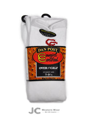 Dan Post DPCGC Womens Over The Calf Socks White front of package. If you need any assistance with this item or the purchase of this item please call us at five six one seven four eight eight eight zero one Monday through Saturday 10:00a.m EST to 8:00 p.m EST