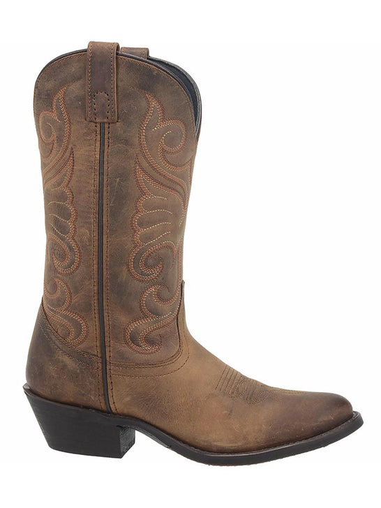 Laredo 51084 Ladies Bridget 11" R Toe Western Boots Distressed Tan side view. If you need any assistance with this item or the purchase of this item please call us at five six one seven four eight eight eight zero one Monday through Saturday 10:00a.m EST to 8:00 p.m EST