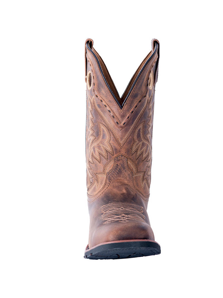 Laredo 7812 Mens Kane Leather Boots Distressed Tan side / front view. If you need any assistance with this item or the purchase of this item please call us at five six one seven four eight eight eight zero one Monday through Saturday 10:00a.m EST to 8:00 p.m EST