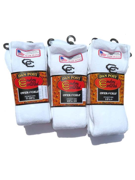 Dan Post DPCBC Mens Over The Calf Cowboy Socks White all sizes. If you need any assistance with this item or the purchase of this item please call us at five six one seven four eight eight eight zero one Monday through Saturday 10:00a.m EST to 8:00 p.m EST