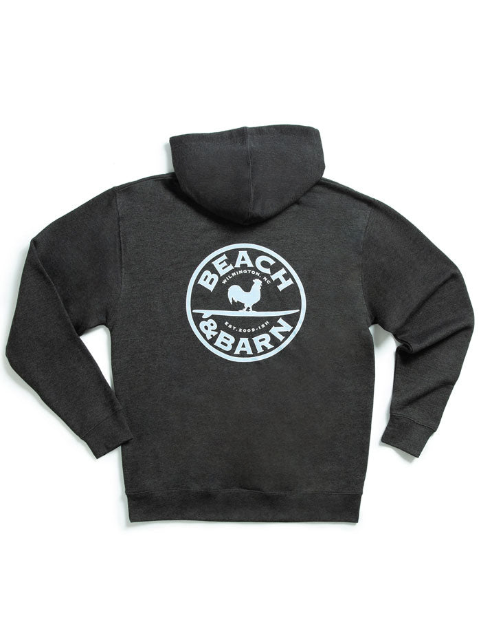 Beach and Barn EMBLEM-HOOD-CHAR Mens Emblem Hooded Sweatshirt Charcoal Heather back view. If you need any assistance with this item or the purchase of this item please call us at five six one seven four eight eight eight zero one Monday through Saturday 10:00a.m EST to 8:00 p.m EST