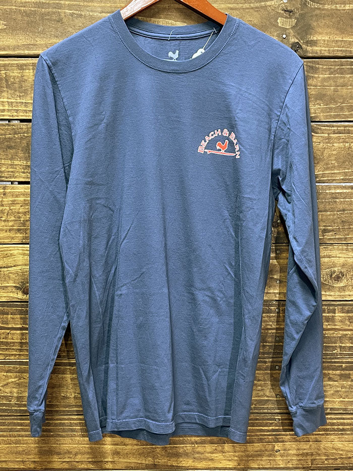 Beach & Barn EMBLEM-LS-NAVY Mens Emblem Long Sleeve Tee Navy back view. If you need any assistance with this item or the purchase of this item please call us at five six one seven four eight eight eight zero one Monday through Saturday 10:00a.m EST to 8:00 p.m EST