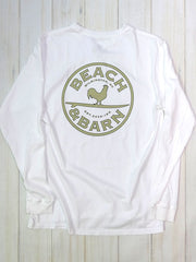 Beach & Barn EMBLEM-LS-WHT Mens Emblem Long Sleeve Tee White back view. If you need any assistance with this item or the purchase of this item please call us at five six one seven four eight eight eight zero one Monday through Saturday 10:00a.m EST to 8:00 p.m EST