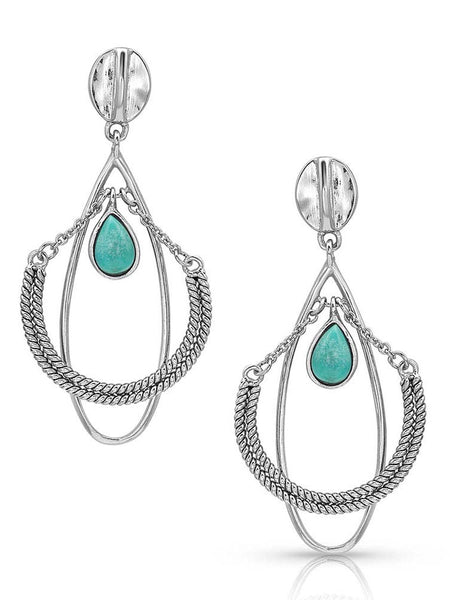 Montana Silversmiths ER4404 Horseshoe Mobile Turquoise Earrings Front. If you need any assistance with this item or the purchase of this item please call us at five six one seven four eight eight eight zero one Monday through Saturday 10:00a.m EST to 8:00 p.m EST