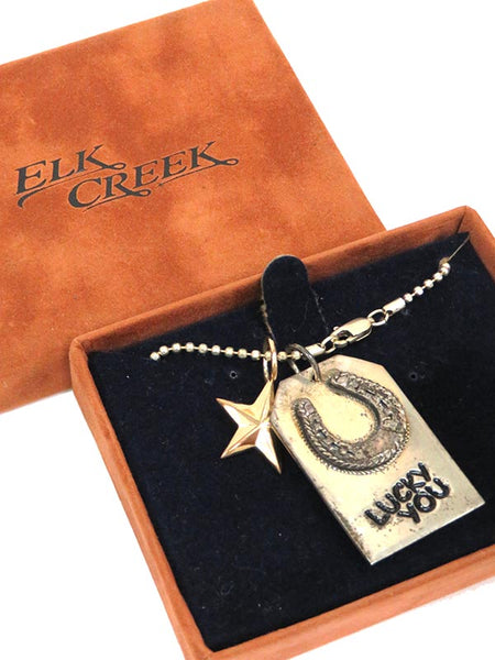 Elk Creek V16-161 Womens Lucky You Western Charm Necklace in box. If you need any assistance with this item or the purchase of this item please call us at five six one seven four eight eight eight zero one Monday through Saturday 10:00a.m EST to 8:00 p.m EST