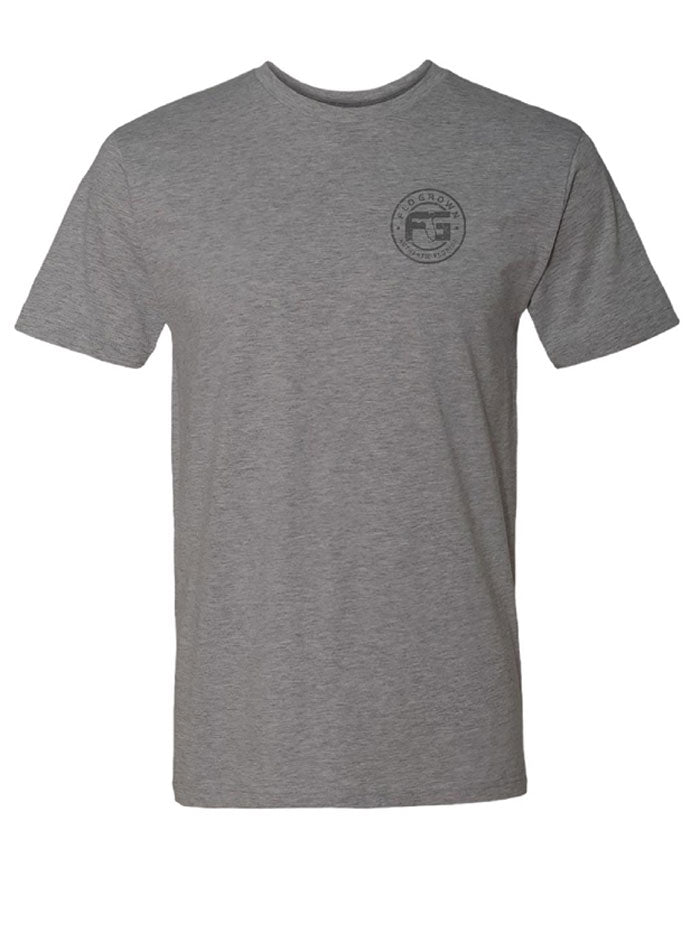 FloGrown FGM-1374 Mens Short Sleeve Tail Gator Tee Grey back view. If you need any assistance with this item or the purchase of this item please call us at five six one seven four eight eight eight zero one Monday through Saturday 10:00a.m EST to 8:00 p.m EST