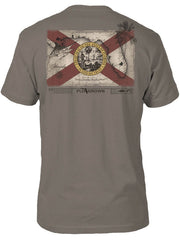 FloGrown FGM-1429 Mens Short Sleeve Vintage Flag Map Tee Tan back view. If you need any assistance with this item or the purchase of this item please call us at five six one seven four eight eight eight zero one Monday through Saturday 10:00a.m EST to 8:00 p.m EST