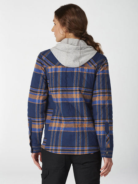 Dickies FJ076OP2 Womens Fleece Hooded Flannel Shirt Jacket Deep Blue BACK. If you need any assistance with this item or the purchase of this item please call us at five six one seven four eight eight eight zero one Monday through Saturday 10:00a.m EST to 8:00 p.m EST