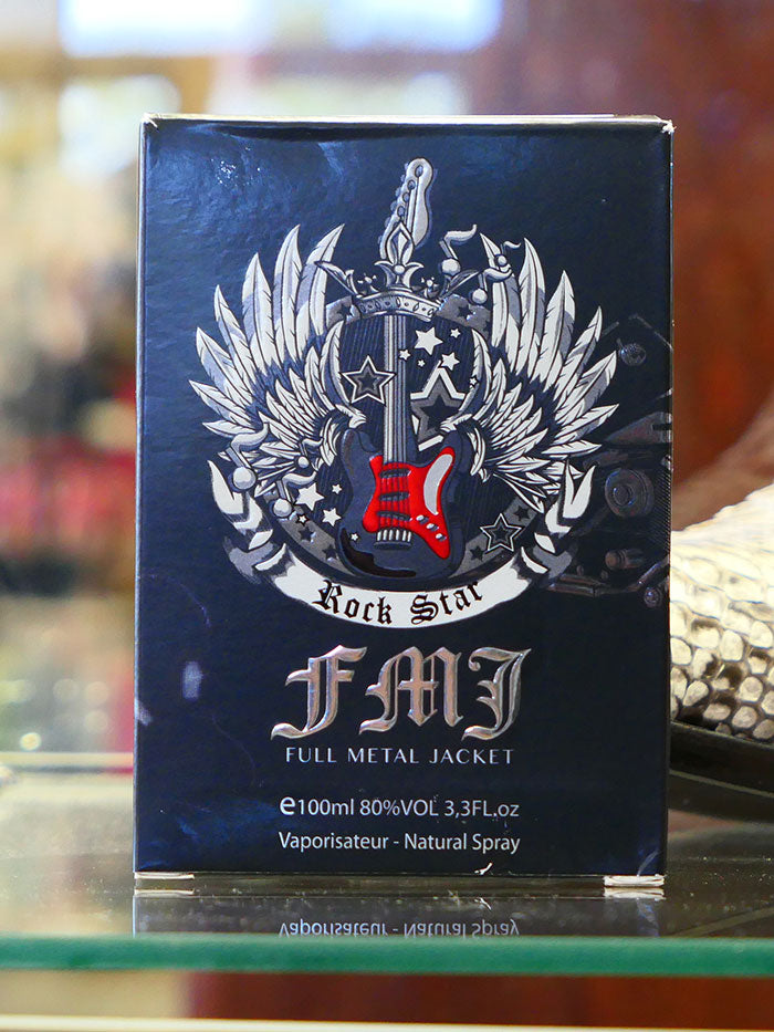 B&D 10016 Mens Full Metal Jacket  Authentic Rock Star Cologne front view of bottle and box. If you need any assistance with this item or the purchase of this item please call us at five six one seven four eight eight eight zero one Monday through Saturday 10:00a.m EST to 8:00 p.m EST
